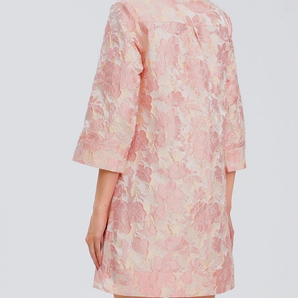 Elegant jacquard Floral Pink Long Sleeve Dress NWT - Picture 5 of 5
